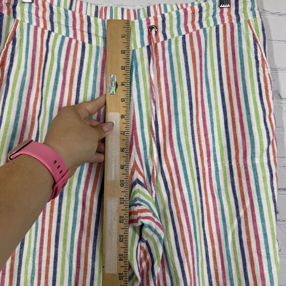 By Cynthia Pants Large Pull On Linen Blend Striped Waist Pockets Resort Cottage - Picture 4 of 11